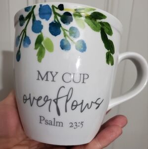 Collins fresh + original My cup overflows Psalm 23:5 16oz coffee mug EUC